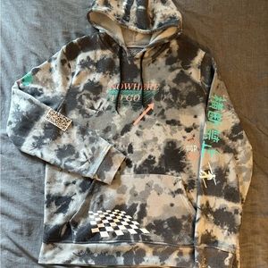 Gray dye graphic hoodie